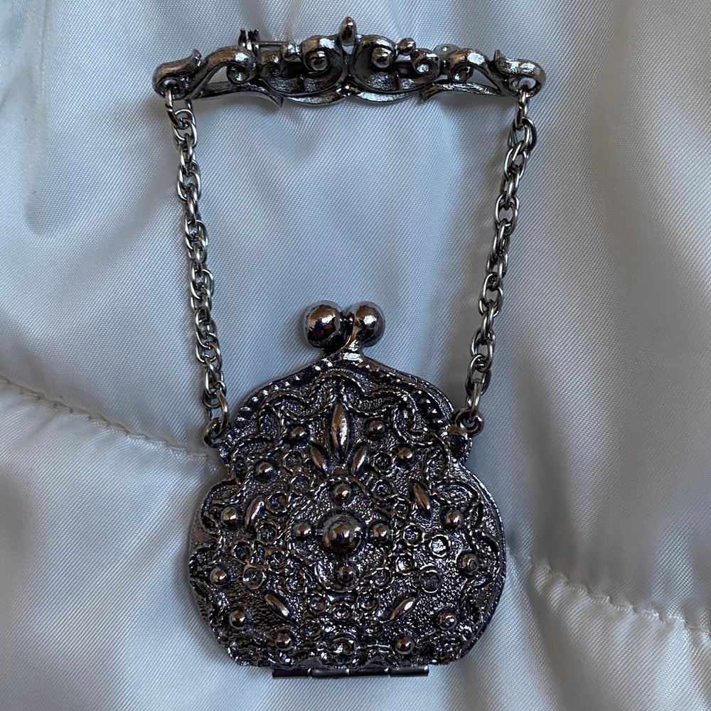 Vintage Silvertone Purse Pocketbook  Pin Opens - Picture 11 of 15